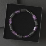 Bransoletka męska z kamieni ametyst turmalin czarny tt96