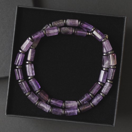 Koraliki męskie na szyję z ametystem na prezent
