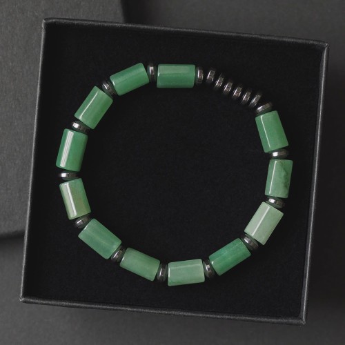 Bransoletka męska z kamieni awenturyn zielony hematyt