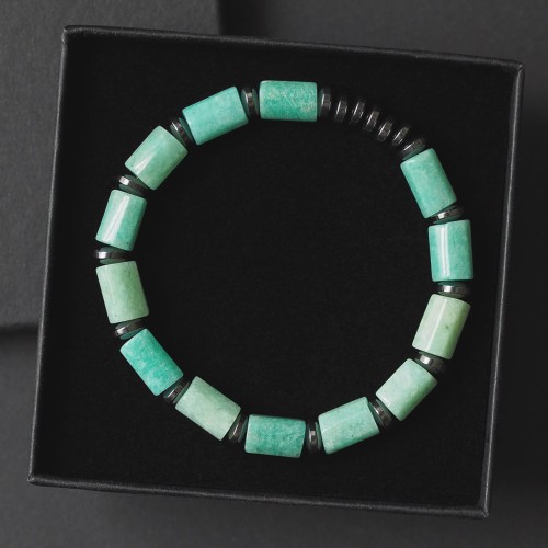 Bransoletka męska z kamieni amazonit turkusowo zielony