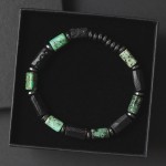 Bransoletka męska z kamieni turmalin turkus zielono czarna tt93