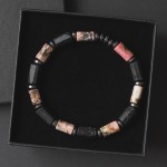 Bransoletka męska z kamieni turmalin czarny rodonit tr99