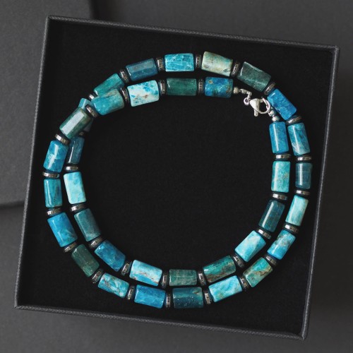 Koraliki męskie na szyję z apatytem na prezent