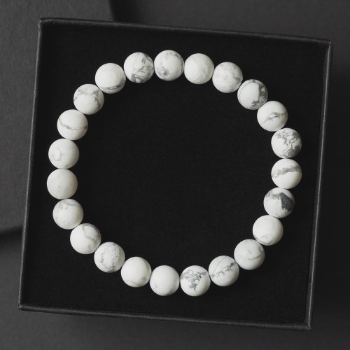 Bransoletka męska z kamieni howlit biały