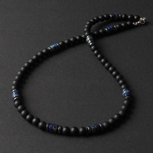 Naszyjnik męski onyks jaspis cesarski krótki czarny