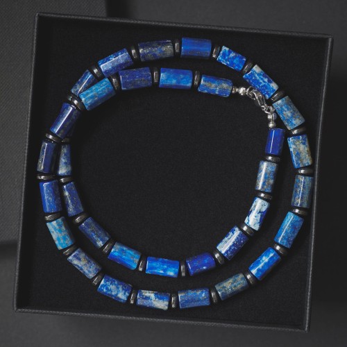 Naszyjnik męski lapis lazuli niebieski