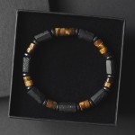 Bransoletka męska z kamieni turmalin czarny tygrysie oko ts99