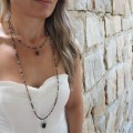 Naszyjnik damski choker delikatny turmalin ametyst stal