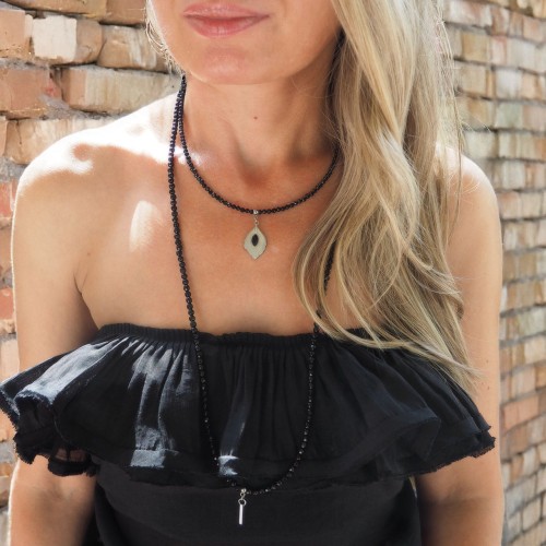 Naszyjnik damski choker drobny turmalin czarny zawieszka