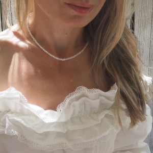 Naszyjnik damski choker biały delikatny kamień księżycowy  stal kk88