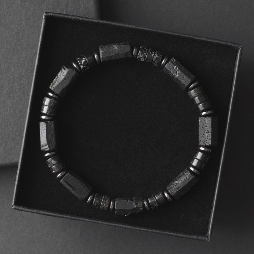 Bransoletka męska z kamieni turmalin czarny jaspis