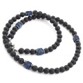 Naszyjnik męski koraliki lawa jaspis krótki czarny na prezent urodzinowy