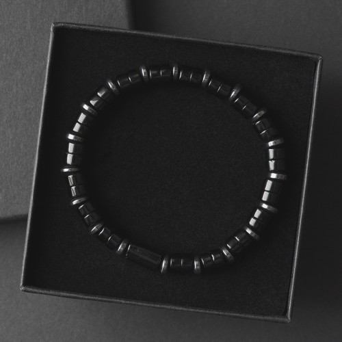 Bransoletka męska z kamieni agat turmalin hematyt