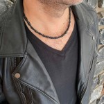 Naszyjnik męski turmalin onyks czarny toh01