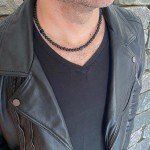 Naszyjnik męski lawa jaspis krótki czarny lj66