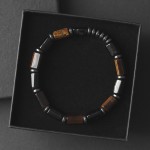 Bransoletka męska z kamieni turmalin tygrysie oko tt09