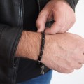 Bransoletka męska z kamieni obsydian hematyt czarny na prezent dzień chłopaka