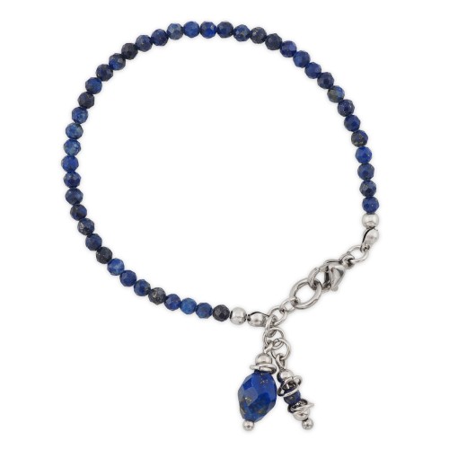 Bransoletka lapis lazuli stal chirurgiczna delikatna na prezent