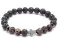 Bransoletka męska z kamieni lawa agat hematyt czarna