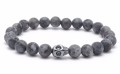 Bransoletka męska z kamieni larvikit hematyt szara czaszka