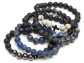 Bransoletka męska z kamieni lawa sodalit czarna