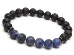 Bransoletka męska z kamieni lawa sodalit czarna ls912