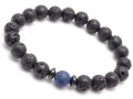 Bransoletka męska z kamieni lawa lapis czarna na prezent dla męża chłopaka