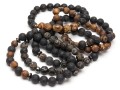 Bransoletka męska z kamieni lawa agat larvikit czarna