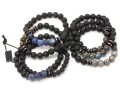 Zestaw bransoletek męskich lawa lapis lazuli