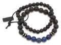Zestaw bransoletek męskich lawa lapis lazuli