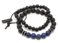 Zestaw bransoletek męskich lawa lapis lazuli