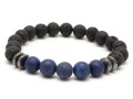 Zestaw bransoletek męskich lawa lapis lazuli