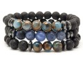 Bransoletka męska z kamieni lawa lapis lazuli