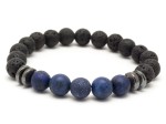 Bransoletka męska z kamieni lawa lapis lazuli l125a