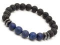 Bransoletka męska z kamieni lawa lapis lazuli