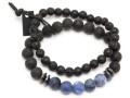 Zestaw bransoletek męskich lawa sodalit