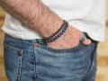 Zestaw bransoletek męskich lawa lapis lazuli