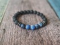 Bransoletka męska z kamieni lawa sodalit czarna