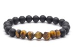Bransoletka męska z kamieni onyks tygrysie oko czarna ot276
