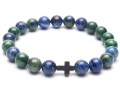 Bransoletka męska z koralików chryzokoli z krzyżykiem na prezent
