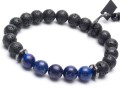 Bransoletka męska z kamieni lapis lazuli lawa