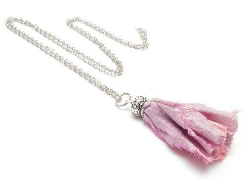 Naszyjnik damski długi boho jedwab sari