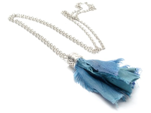 Naszyjnik damski długi boho jedwab sari