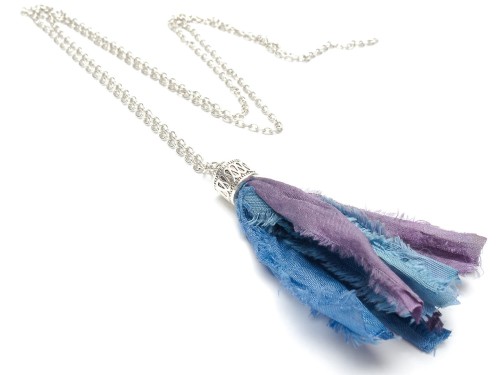 Naszyjnik damski długi boho jedwab sari