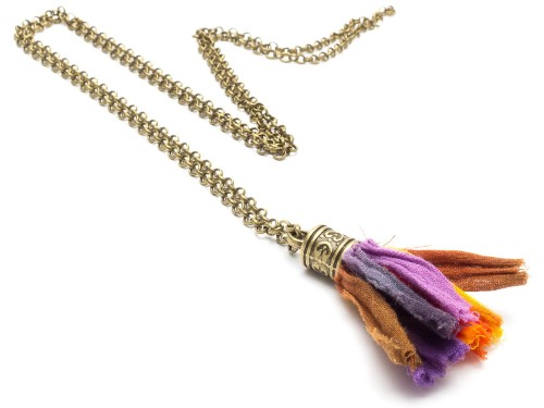 Naszyjnik damski długi boho bawełna cieniowana