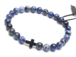 Bransoletka męska z kamieni  sodalit hematyt krzyż sh903cx