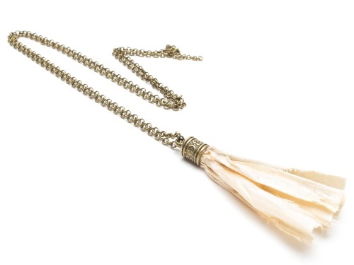 Naszyjnik damski długi boho jedwab sari