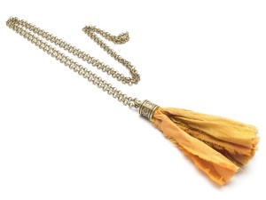 Naszyjnik damski długi boho jedwab sari 01sx