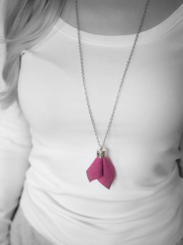 Naszyjnik damski długi boho skóra recykling zamsz