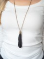 Naszyjnik damski długi boho skóra recykling czarny